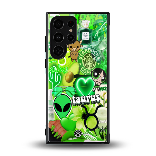 taurus aesthetic collage back phone cover | glass case for samsung galaxy s24 ultra
