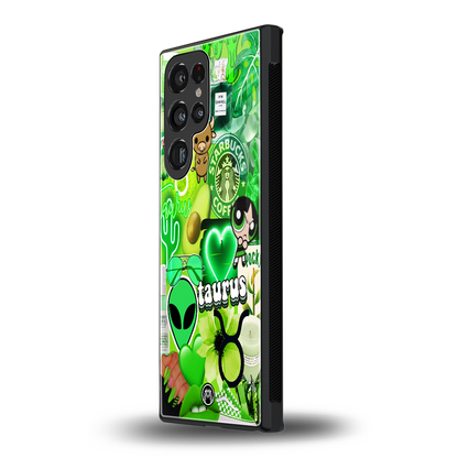 taurus aesthetic collage back phone cover | glass case for samsung galaxy s24 ultra