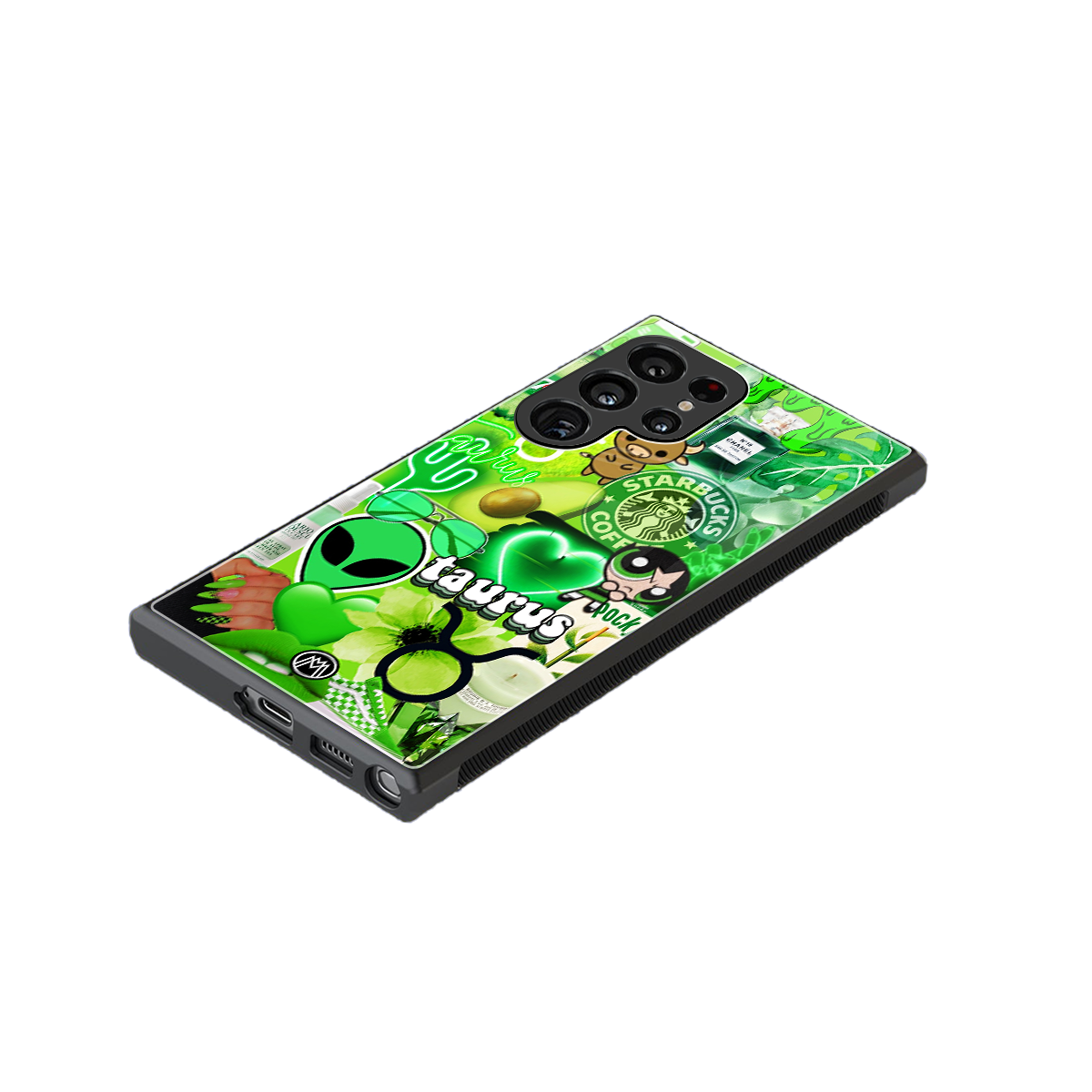 taurus aesthetic collage back phone cover | glass case for samsung galaxy s24 ultra