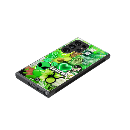 taurus aesthetic collage back phone cover | glass case for samsung galaxy s24 ultra