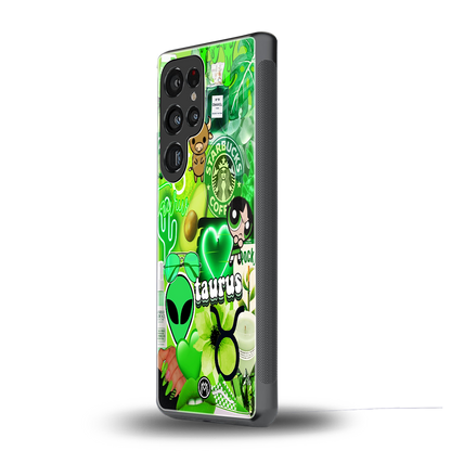 taurus aesthetic collage back phone cover | glass case for samsung galaxy s25 ultra