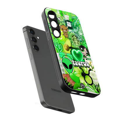 taurus aesthetic collage back phone cover | glass case for samsung galaxy s23 plus