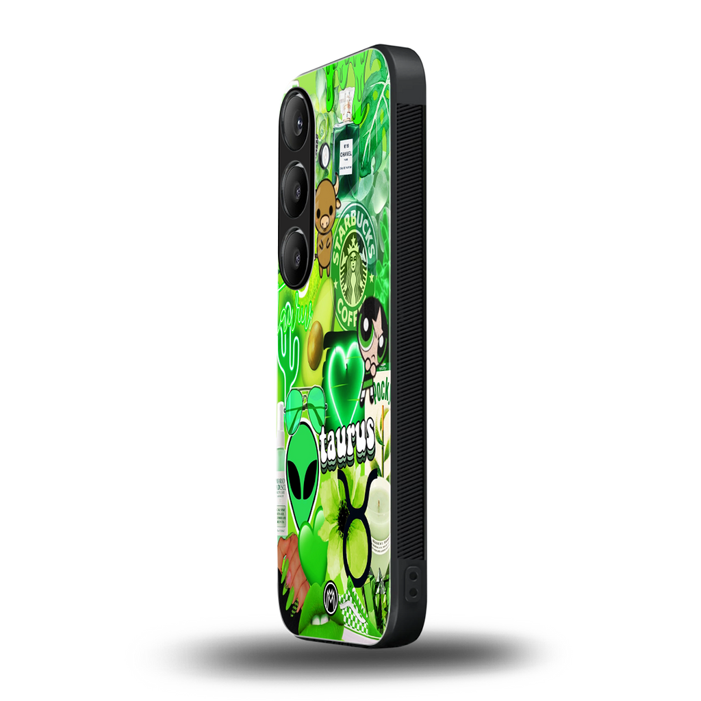 taurus aesthetic collage back phone cover | glass case for samsung galaxy s24 fe