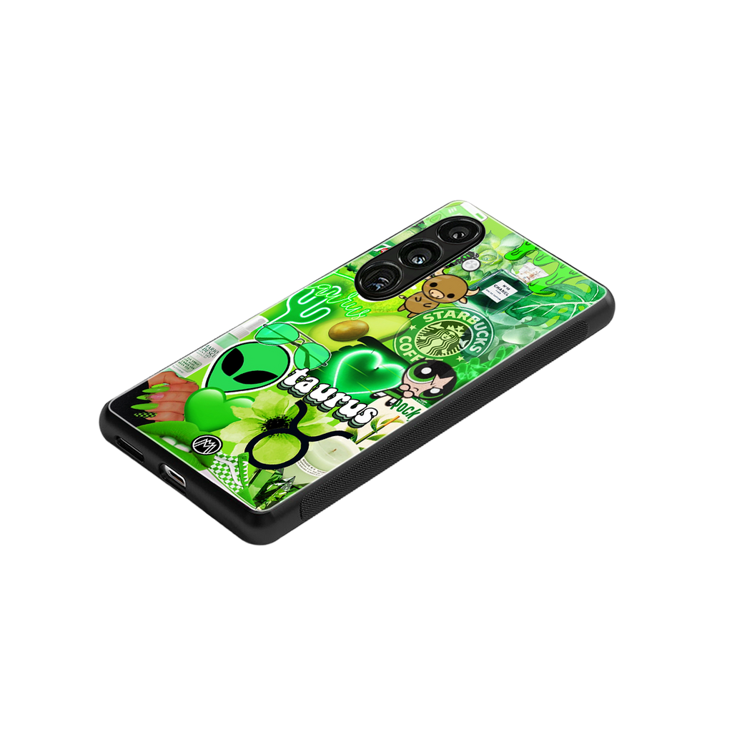 taurus aesthetic collage back phone cover | glass case for samsung galaxy s25