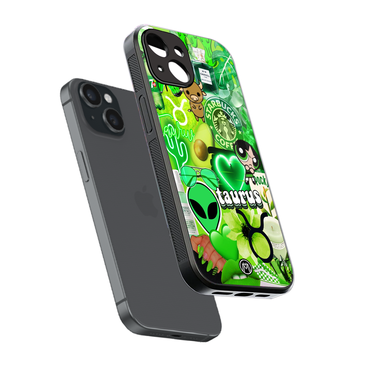 taurus aesthetic collage back phone cover | glass case for iphone 15