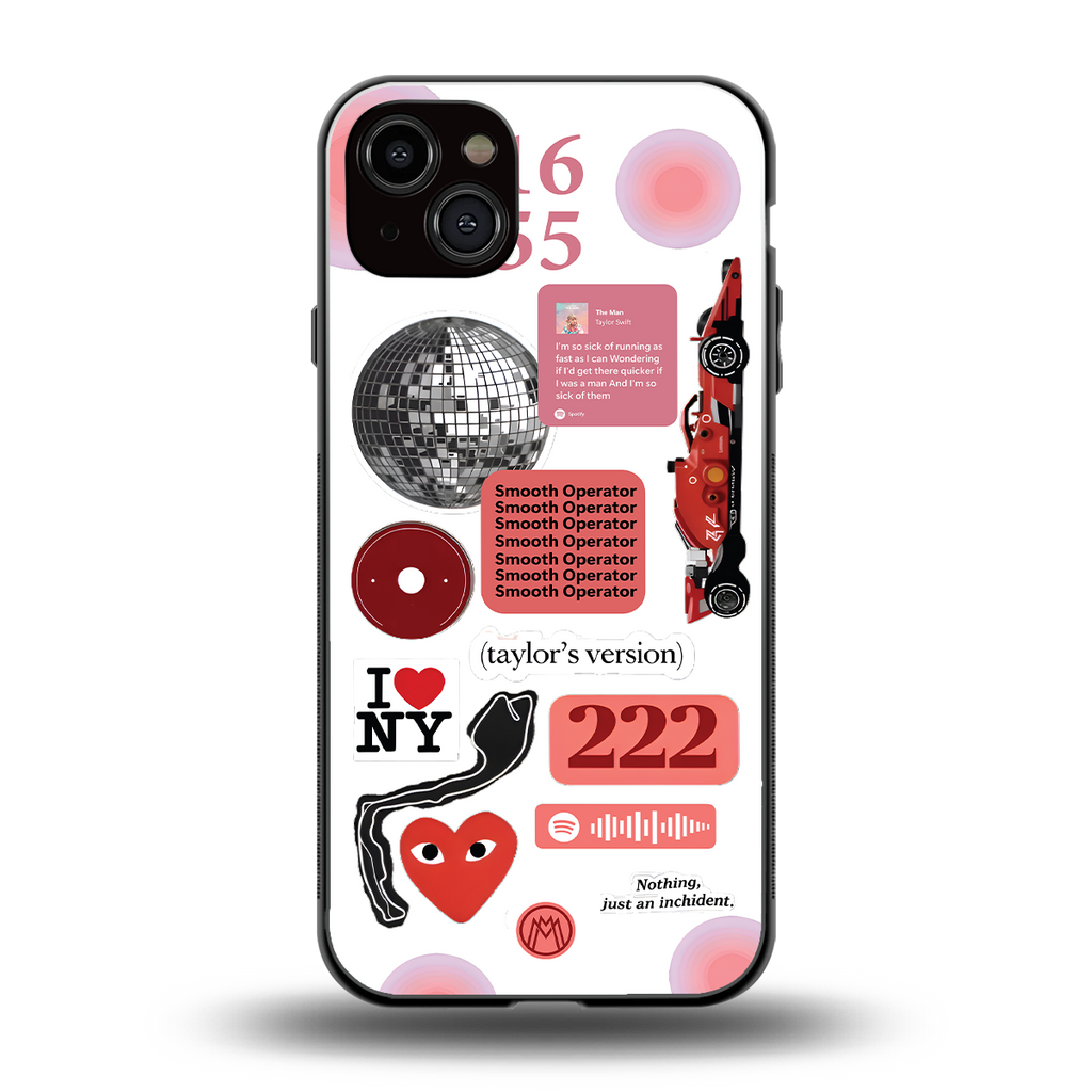 taylor swift fusion back phone cover | glass case for iphone 15 plus