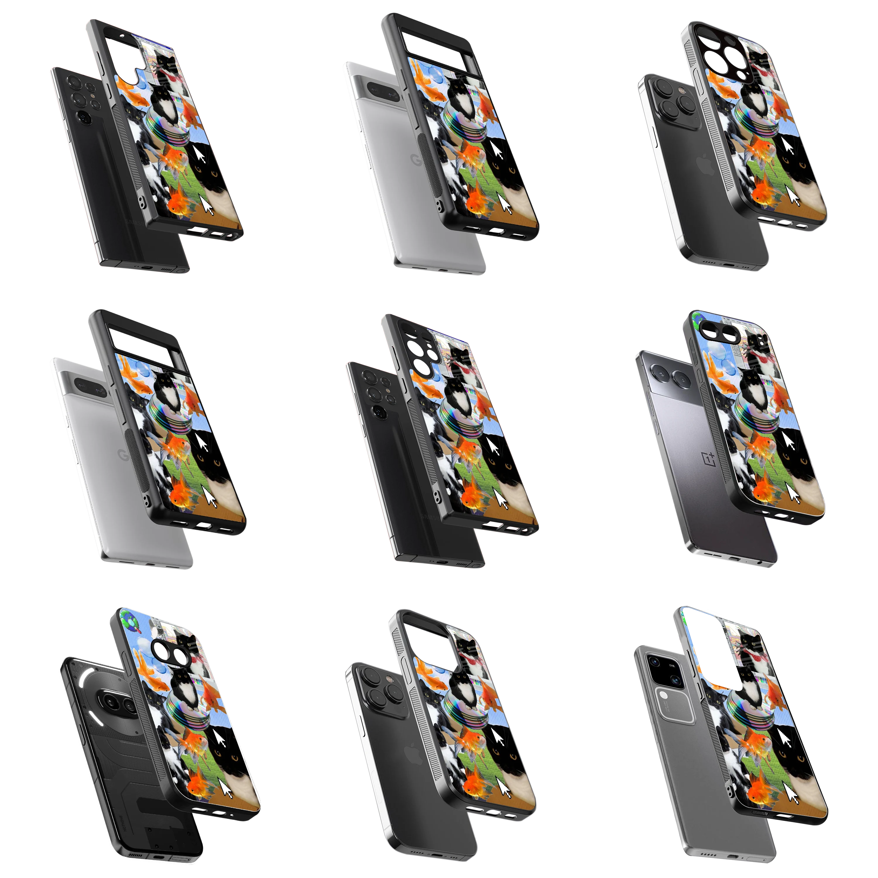 Durable Glass Back Mobile Case for iPhone, Samsung, OnePlus, Google Pixel, Redmi, Vivo, Oppo