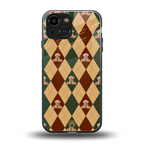 ted checkered pattern back phone cover | glass case for iphone 13 mini