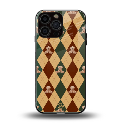 ted checkered pattern back phone cover | glass case for iphone 13 pro max