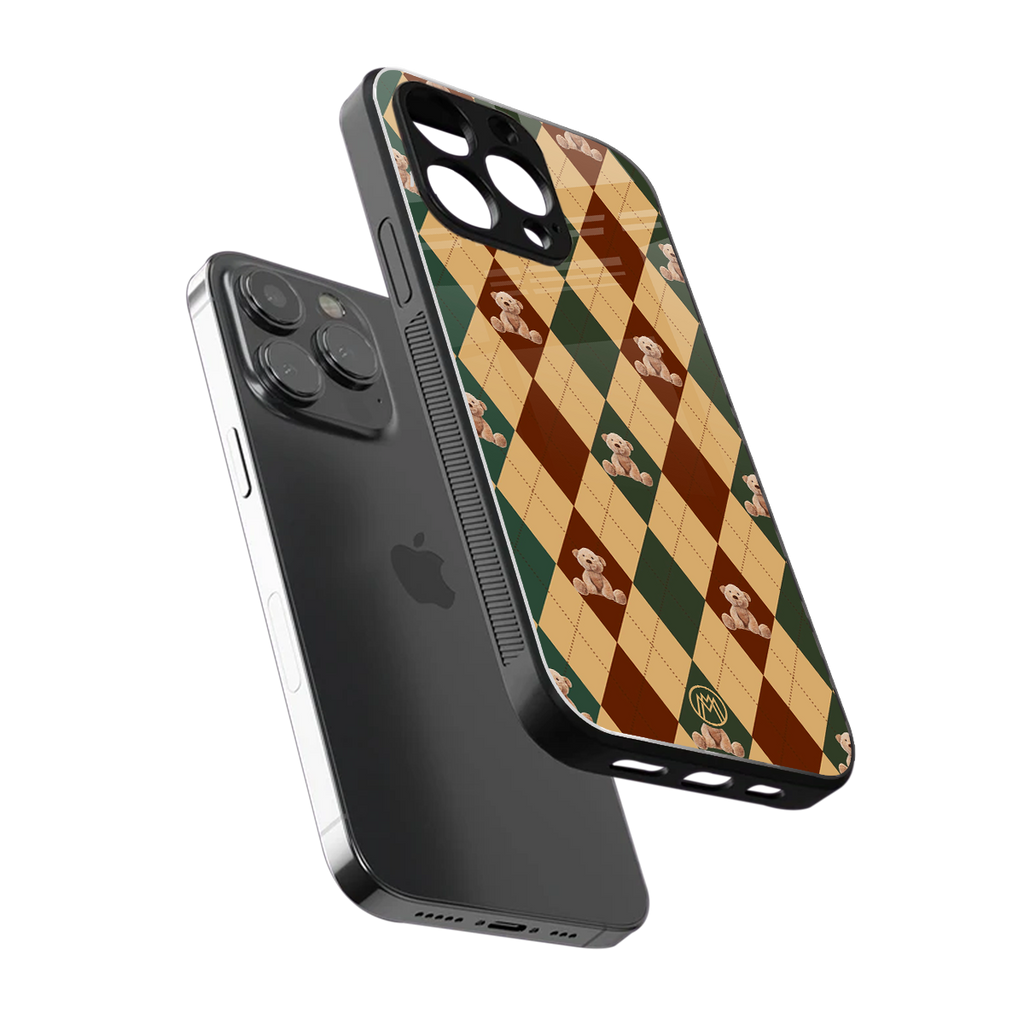ted checkered pattern back phone cover | glass case for iphone 13 pro max