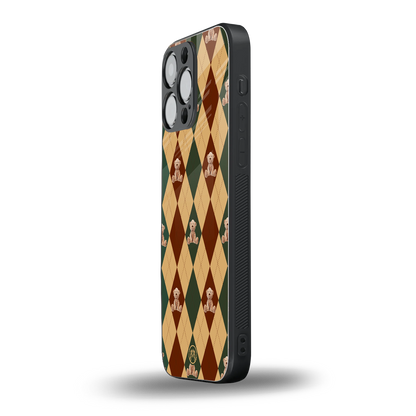 ted checkered pattern back phone cover | glass case for iphone 13 pro max