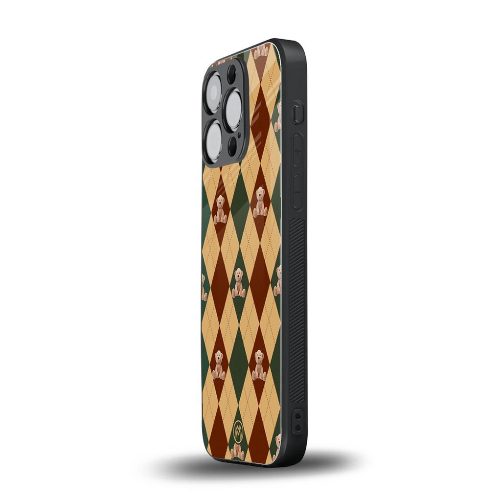 ted checkered pattern back phone cover | glass case for iphone 13 pro