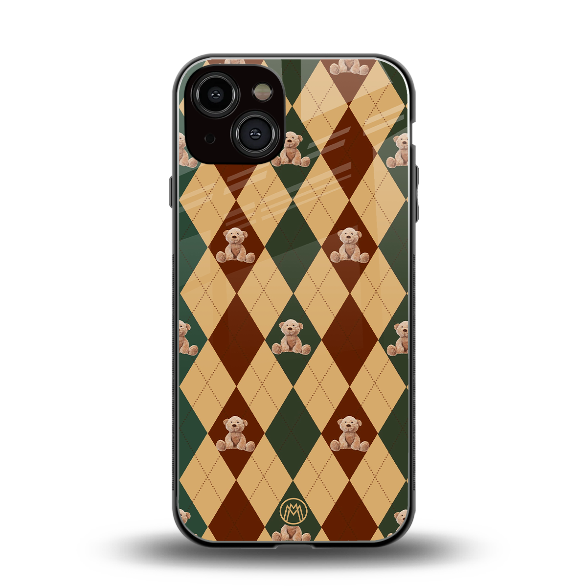 ted checkered pattern back phone cover | glass case for iphone 13