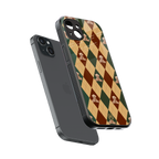 ted checkered pattern back phone cover | glass case for iphone 15 plus