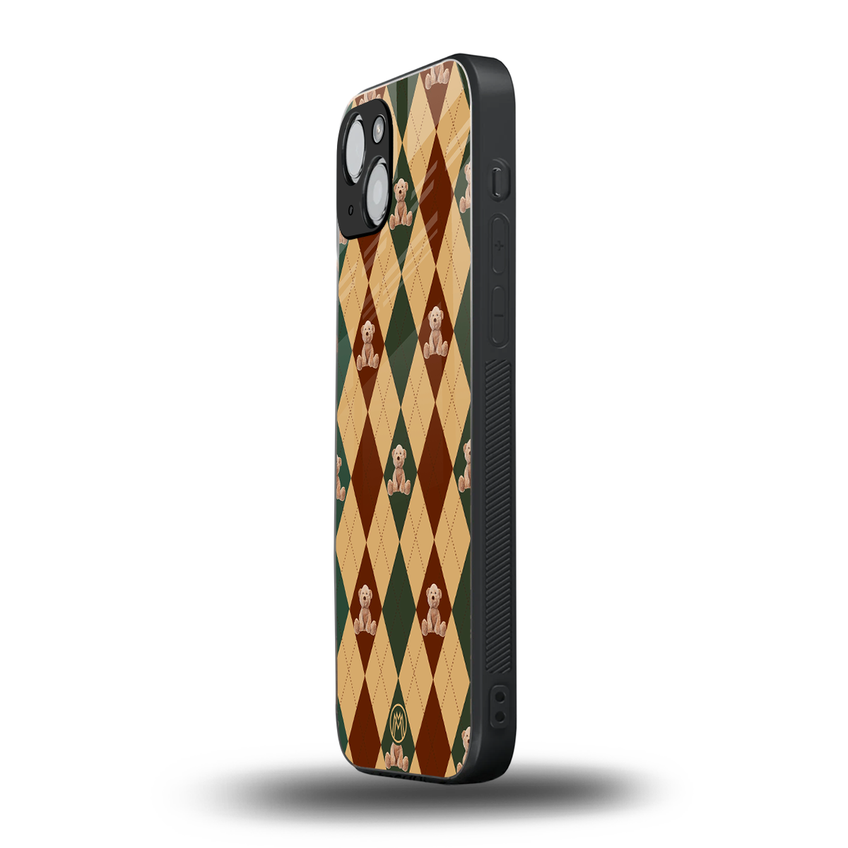 ted checkered pattern back phone cover | glass case for iphone 14 plus