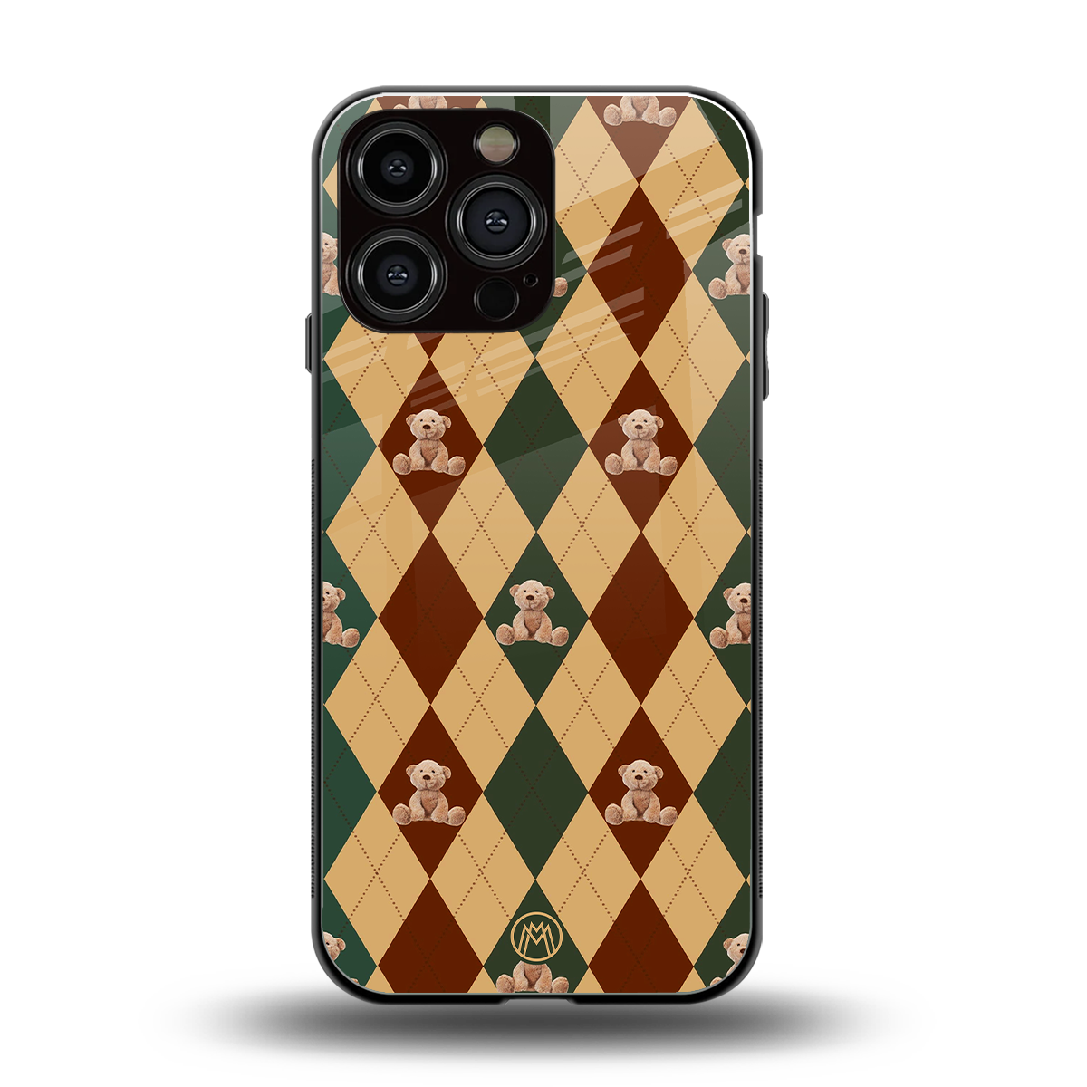 ted checkered pattern back phone cover | glass case for iphone 14 pro max