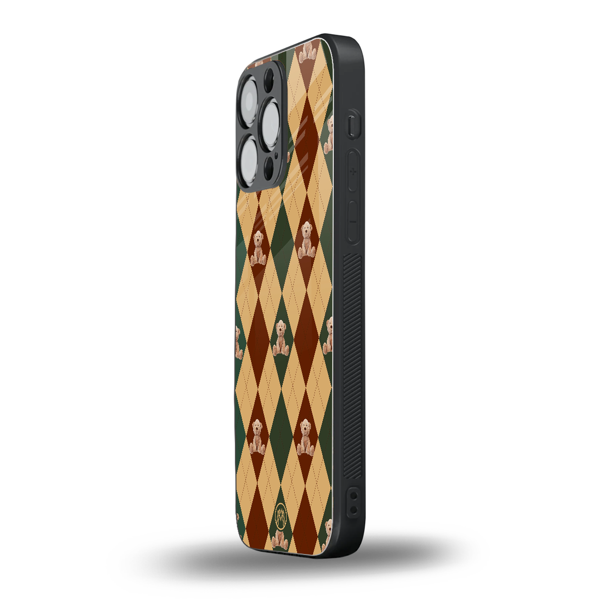 ted checkered pattern back phone cover | glass case for iphone 14 pro max