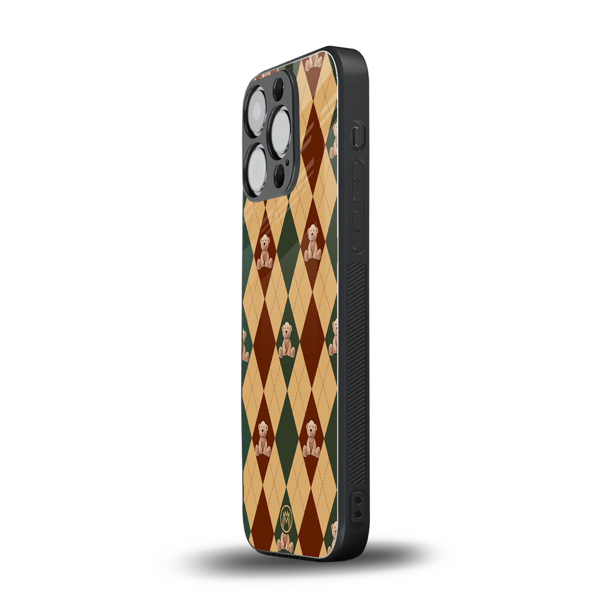 ted checkered pattern back phone cover | glass case for iphone 15 pro