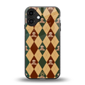 ted checkered pattern back phone cover | glass case for iphone 16 plus