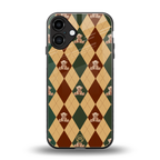 ted checkered pattern back phone cover | glass case for iphone 16 plus