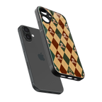 ted checkered pattern back phone cover | glass case for iphone 16 plus