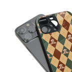 ted checkered pattern back phone cover | glass case for iphone 14 pro max