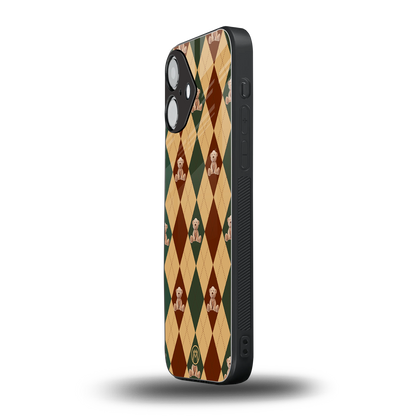 ted checkered pattern back phone cover | glass case for iphone 16