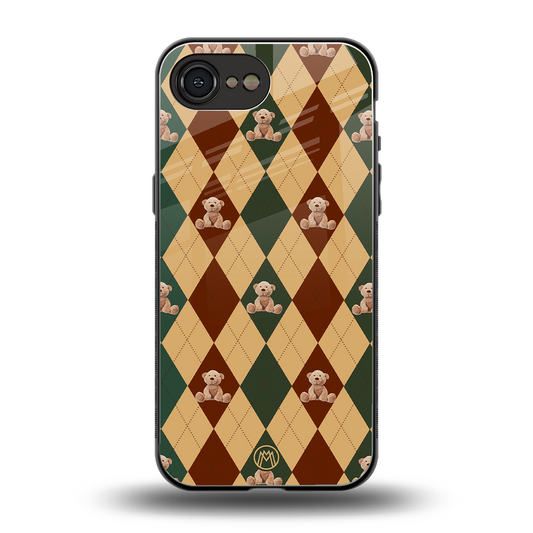 ted checkered pattern back phone cover | glass case for iphone 16e