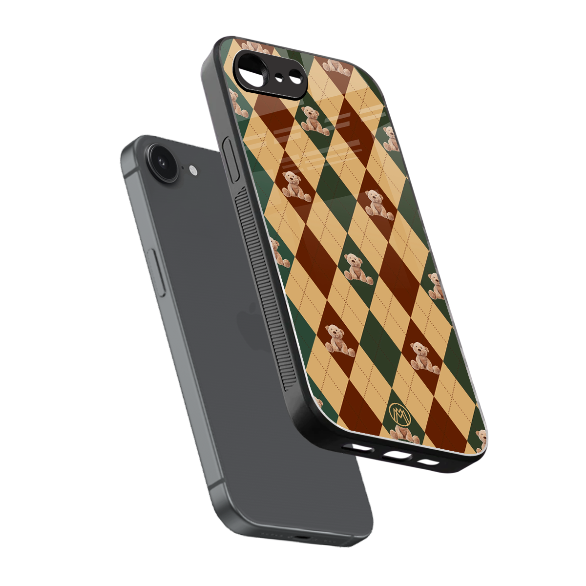 ted checkered pattern back phone cover | glass case for iphone 16e