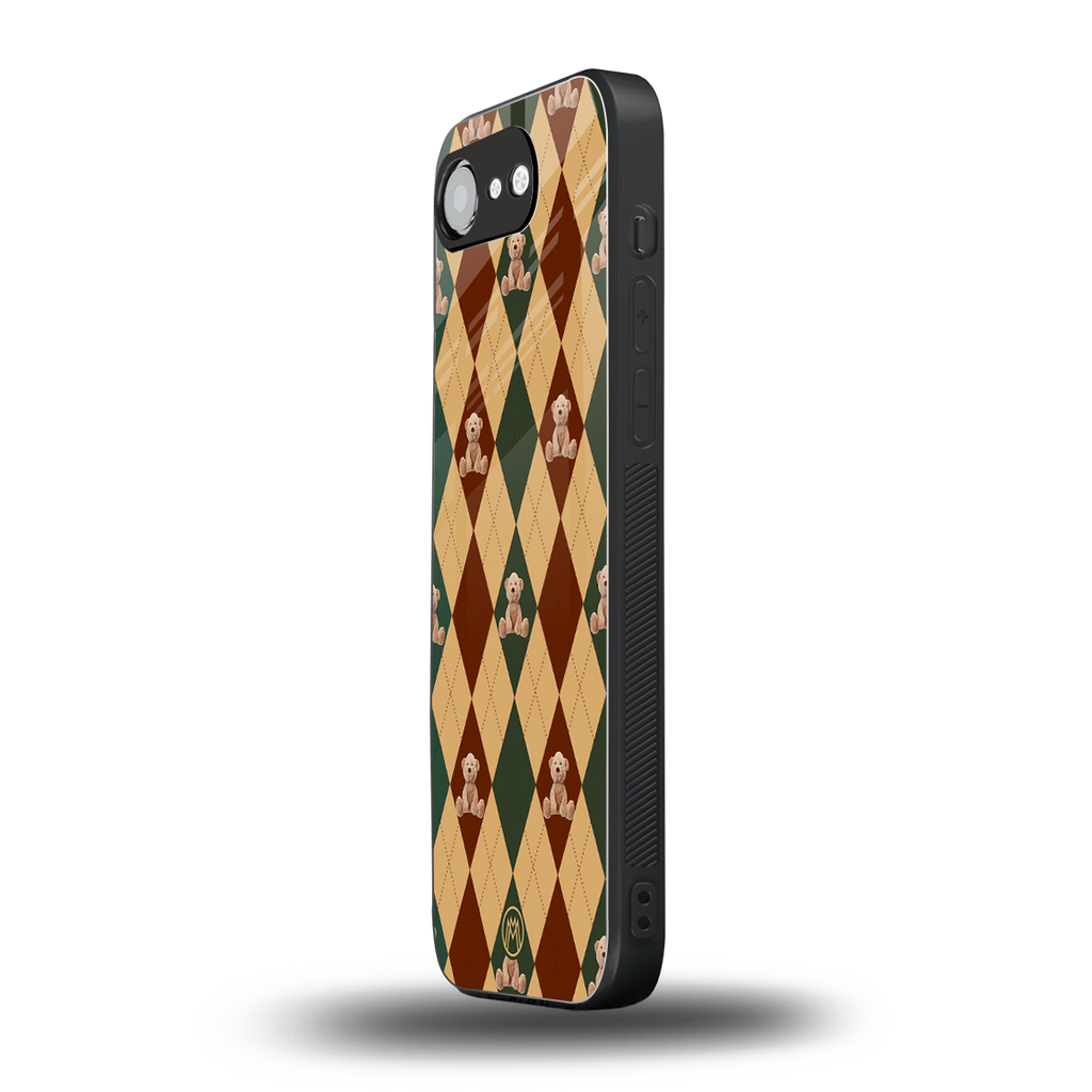 ted checkered pattern back phone cover | glass case for iphone 16e