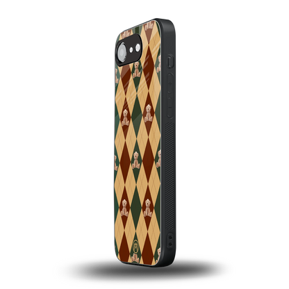 ted checkered pattern back phone cover | glass case for iphone 16e