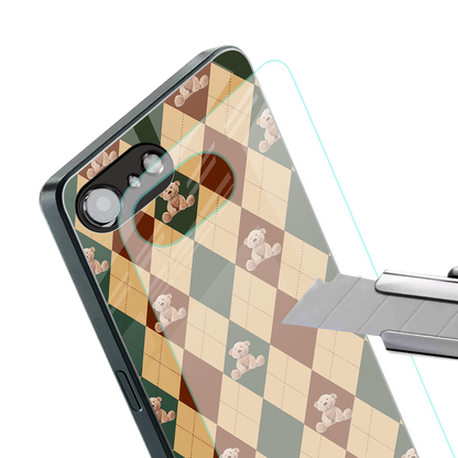 ted checkered pattern back phone cover | glass case for iphone 16e