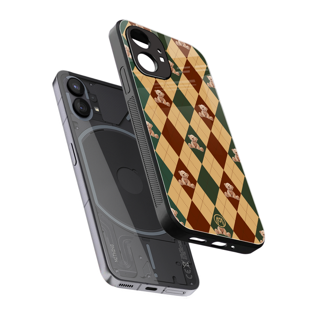 ted checkered pattern back phone cover | glass case for nothing phone 1
