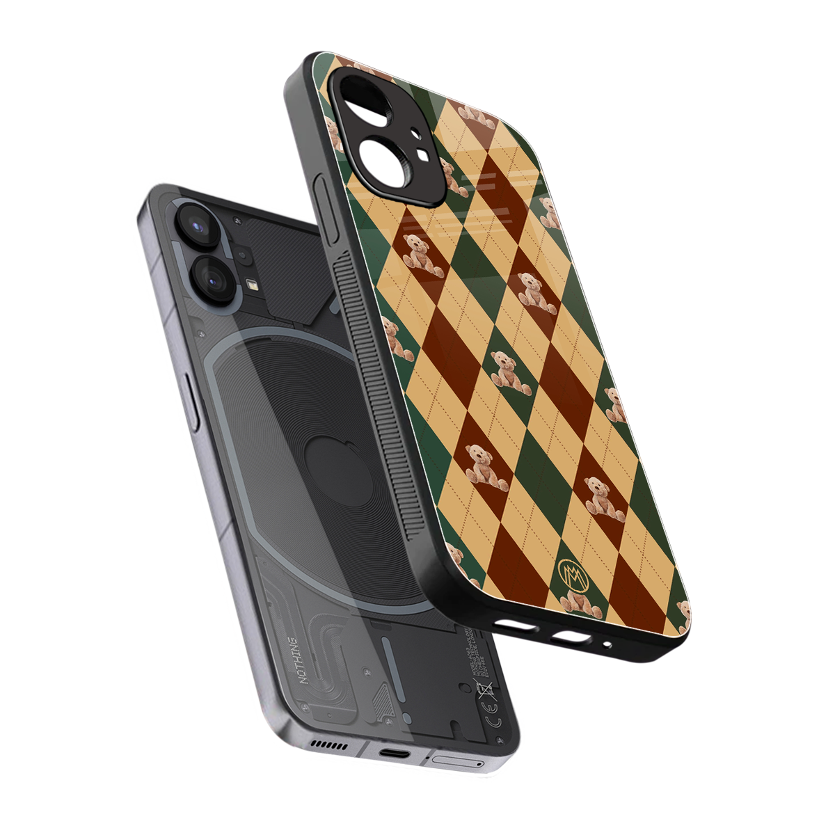 ted checkered pattern back phone cover | glass case for nothing phone 1