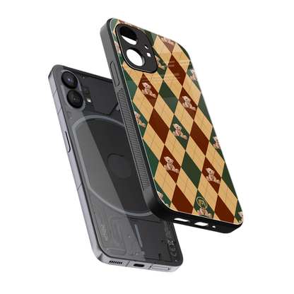 ted checkered pattern back phone cover | glass case for nothing phone 1