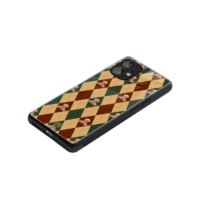ted checkered pattern back phone cover | glass case for nothing phone 1