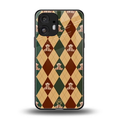 ted checkered pattern back phone cover | glass case for nothing phone 2