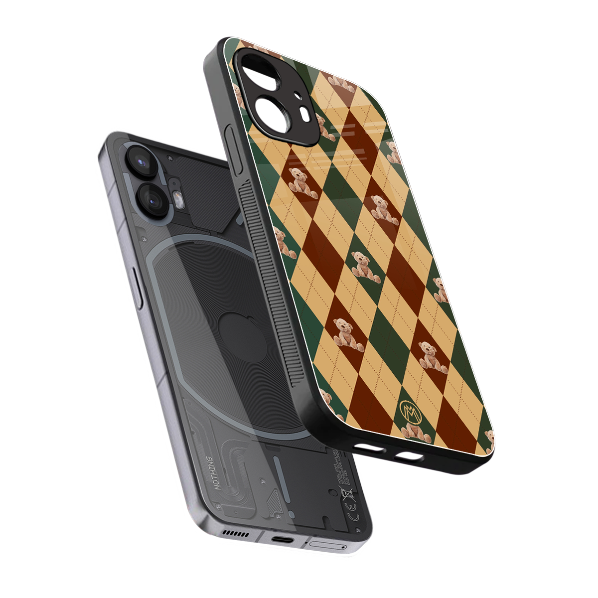 ted checkered pattern back phone cover | glass case for nothing phone 2