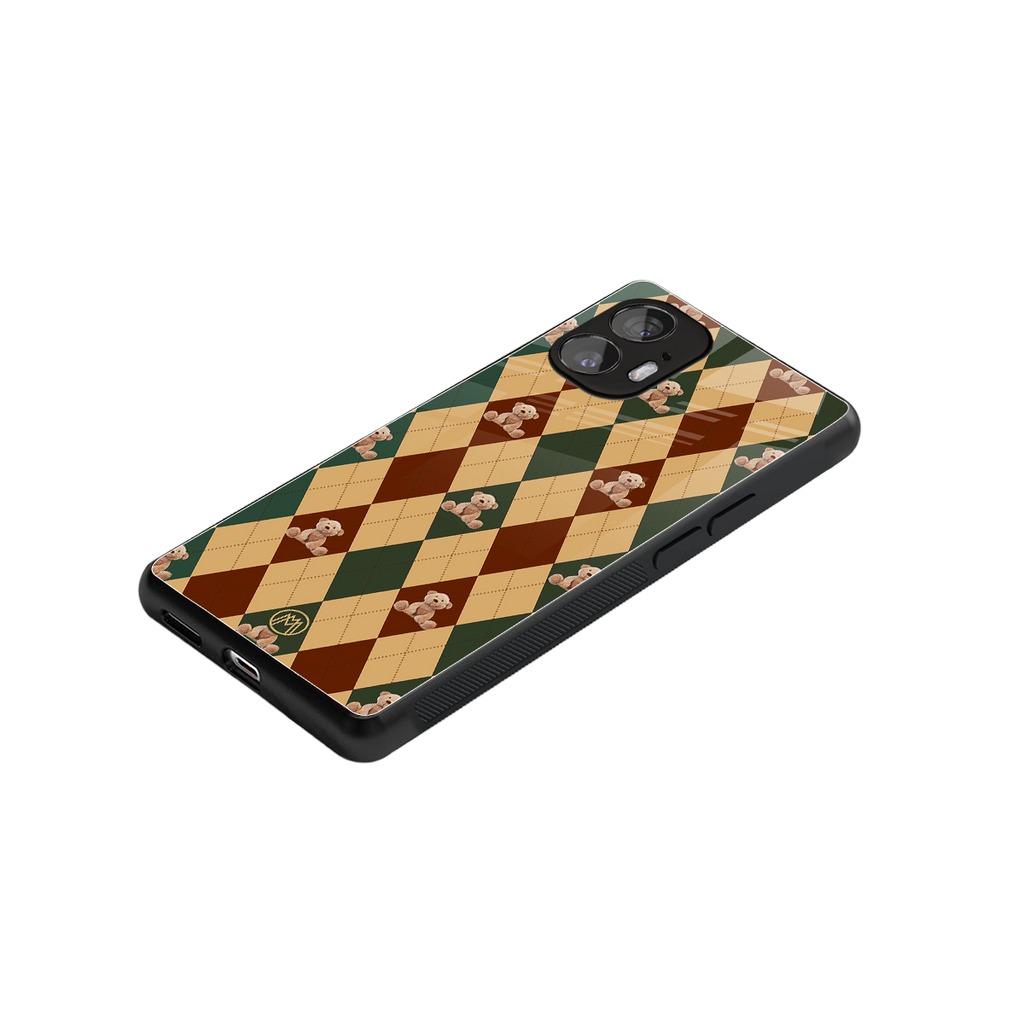 ted checkered pattern back phone cover | glass case for nothing phone 2