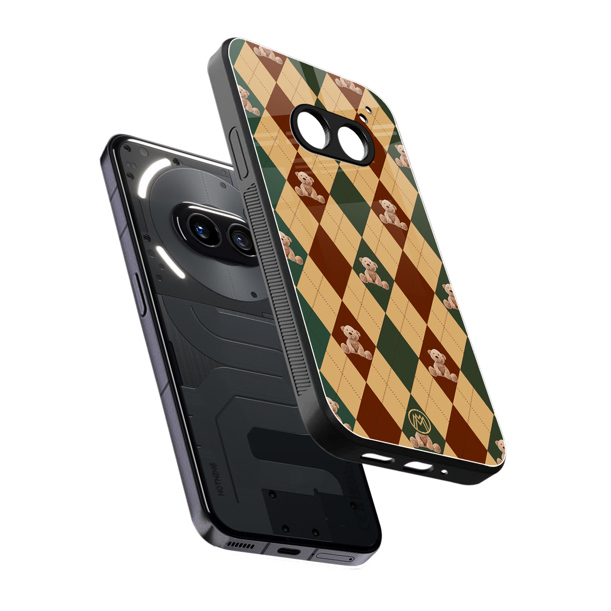 ted checkered pattern back phone cover | glass case for nothing phone 2a