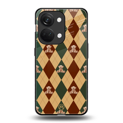 ted checkered pattern back phone cover | glass case for oneplus nord 3