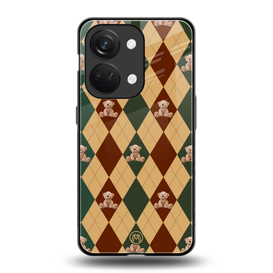 ted checkered pattern back phone cover | glass case for oneplus nord 3