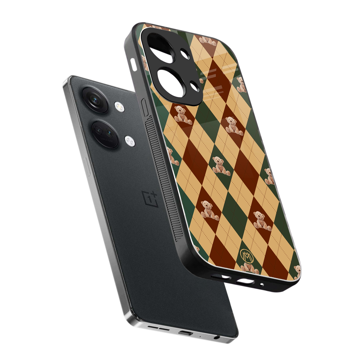 ted checkered pattern back phone cover | glass case for oneplus nord 3