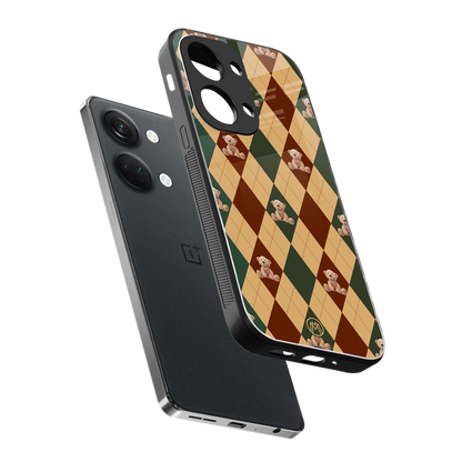 ted checkered pattern back phone cover | glass case for oneplus nord 3