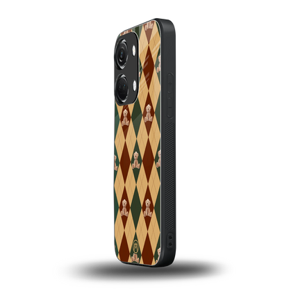 ted checkered pattern back phone cover | glass case for oneplus nord 3