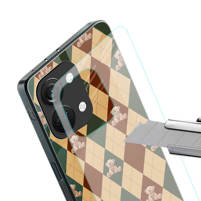 ted checkered pattern back phone cover | glass case for oneplus nord 3