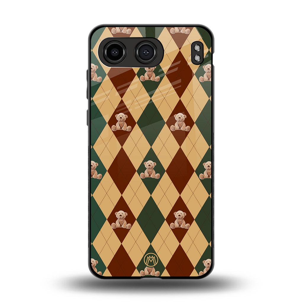 ted checkered pattern back phone cover | glass case for oneplus nord 4