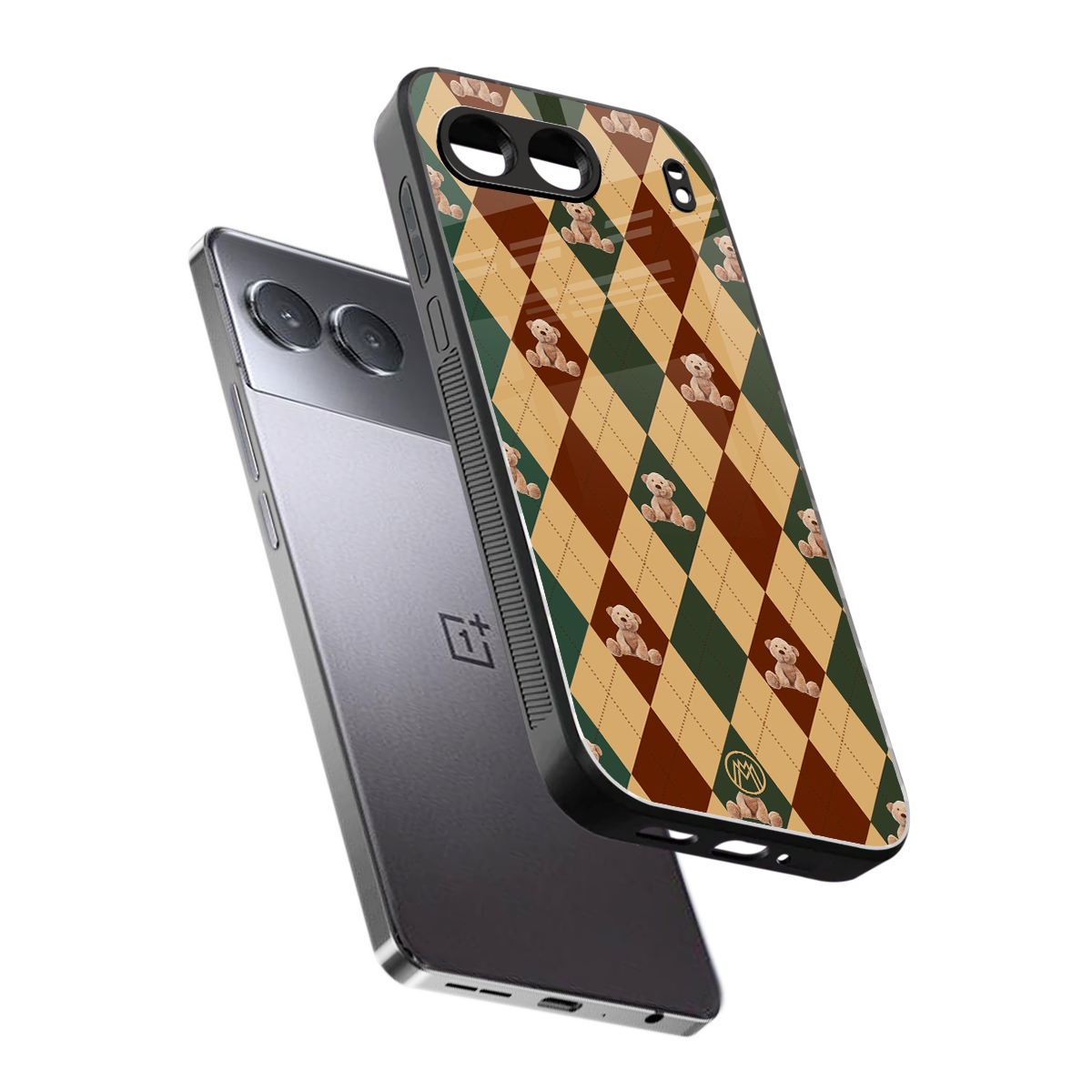 ted checkered pattern back phone cover | glass case for oneplus nord 4