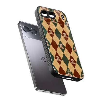 ted checkered pattern back phone cover | glass case for oneplus nord 4