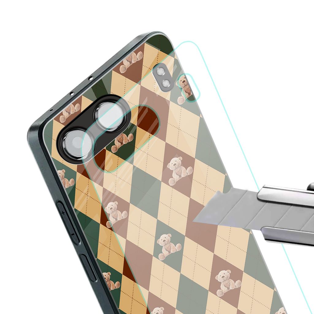 ted checkered pattern back phone cover | glass case for oneplus nord 4